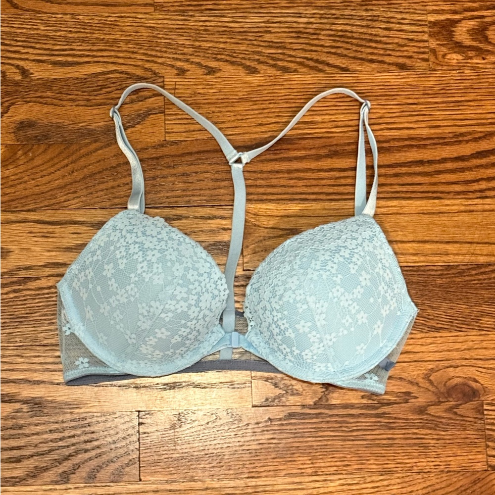 Victorias Secret Push Up Light Blue Lace Bra